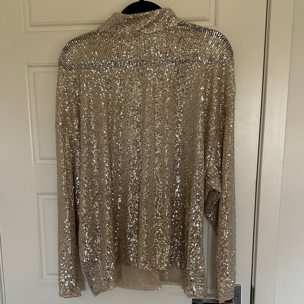 H&M Gold Sequin Long Sleeve Top